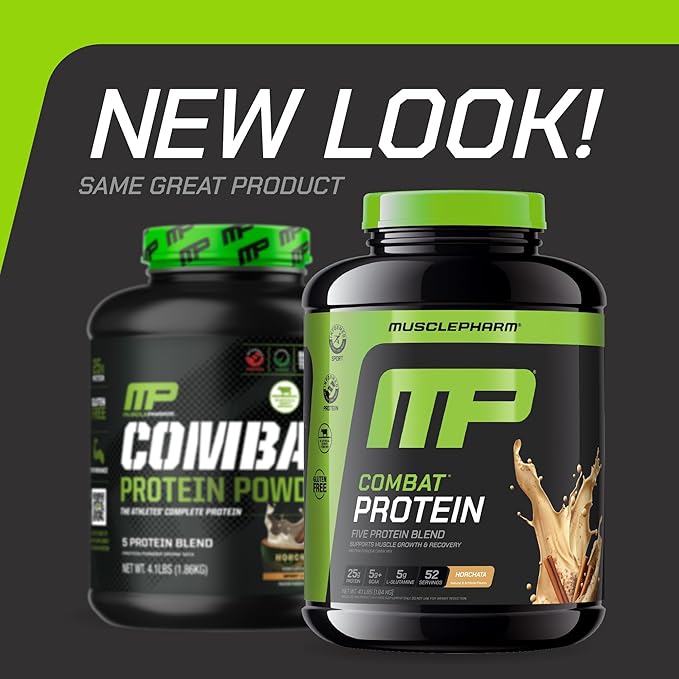 Muscle Pharm Combat Protein Powder Horchata Flavor Fuels Muscles for Productive Workouts 5 Protein Sources Including Whey Protein Isolate &amp Egg Albumin Gluten Free 4 lb 52 Servings