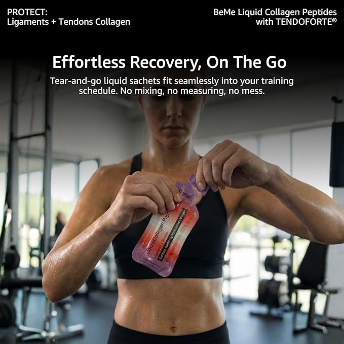 BeMe Tendon and Ligament Supplements - 5000mg TENDOFORTE Collagen Peptides for Tendon Repair Supplement and Ligament Repair - 15 Liquid Grapefruit Sachets