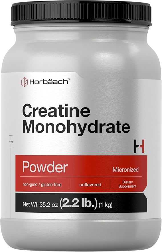 Horbäach Creatine Monohydrate Powder | 2.2lbs (35.2 oz) | Micronized and Unflavored | Vegetarian Non-GMO and Gluten Free Supplement