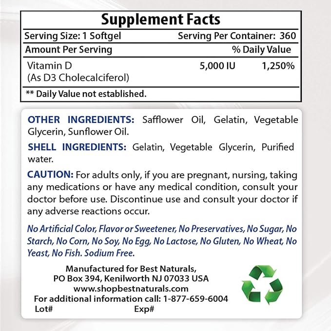 Best Naturals B-100 Complex &amp Vitamin D3 5000 IU