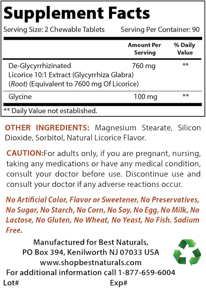 Best Naturals DGL Chewable 380 mg &amp Magnesium Oxide 500 mg