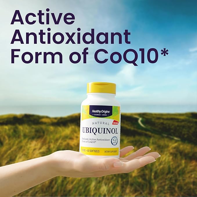 Healthy Origins Ubiquinol (Active Form of CoQ10) 50 mg - Ubiquinol Supplements for Heart Health &amp Antioxidant Support - Gluten-Free &amp Non-GMO Supplement - 150 Softgels