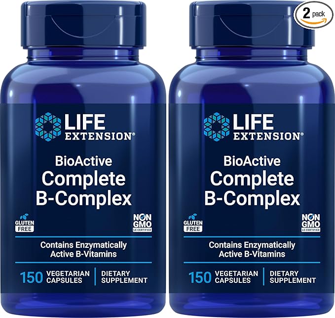 Life Extension BioActive Complete B-Complex 150 Veg Caps (Pack of 2)