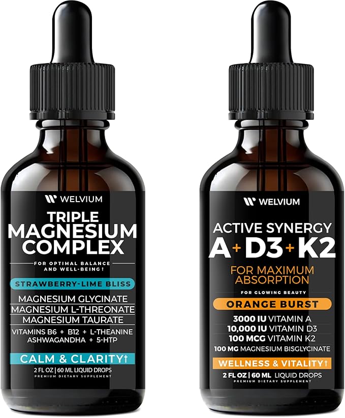 Triple Magnesium Drops + Vitamin D3 K2 A Drops – Duo