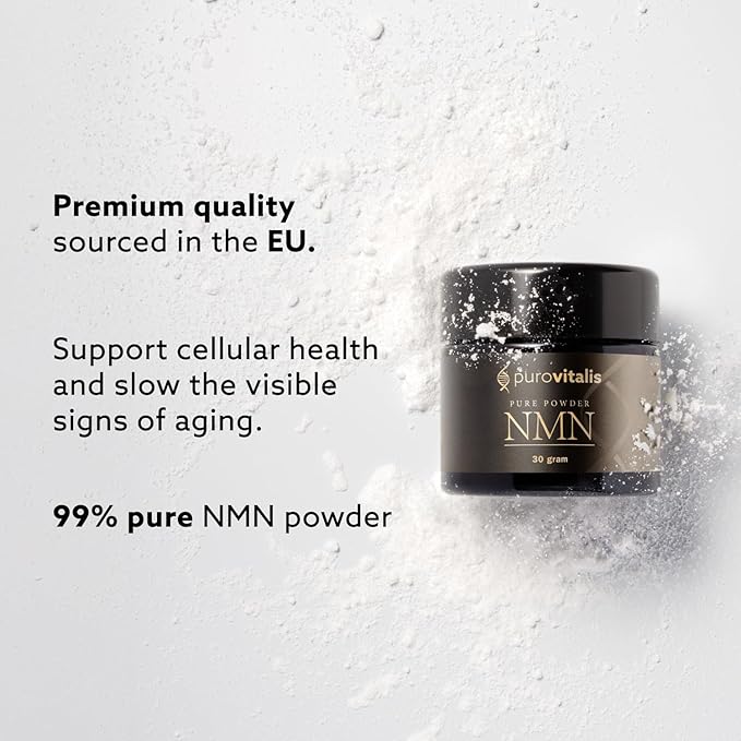PUROVITALIS NMN Powder 99% Pure Longevir Nicotinamide Mononucleotide Supplement NAD+ Boost for Cellular Health Energy &amp Healthy Aging 2-Month Supply (30g)