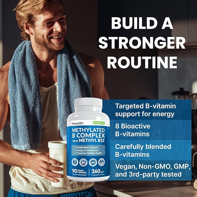 Methylated B Complex with B12 Methylcobalamin &amp Methyl Folate 1000 mcg - Premium Vitamin B Complex for Energy Brain Function and Wellness - Methylated Multivitamin (270 Servings Pack of 3)