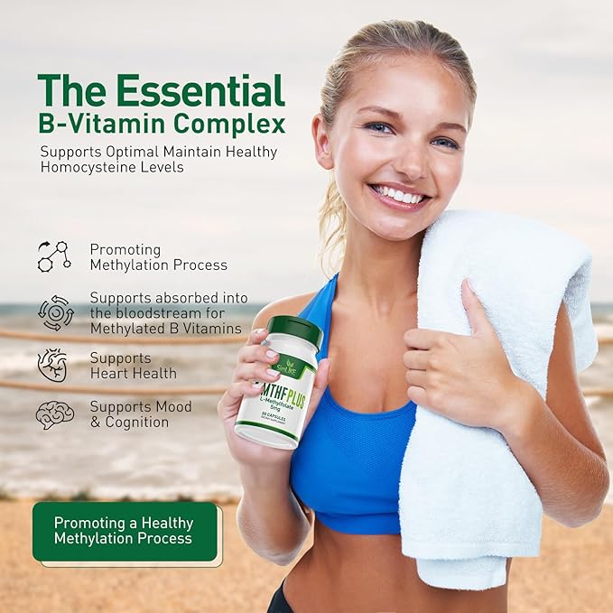 Active folate (5-MTHF) with Vitamins B Complex B12 B2 and B6 - Supports methylation and Healthy Level of homocysteine - Gluten-Free Dairy-Free Soy-Free - 60 Capsules 5mg L-Methylfolate
