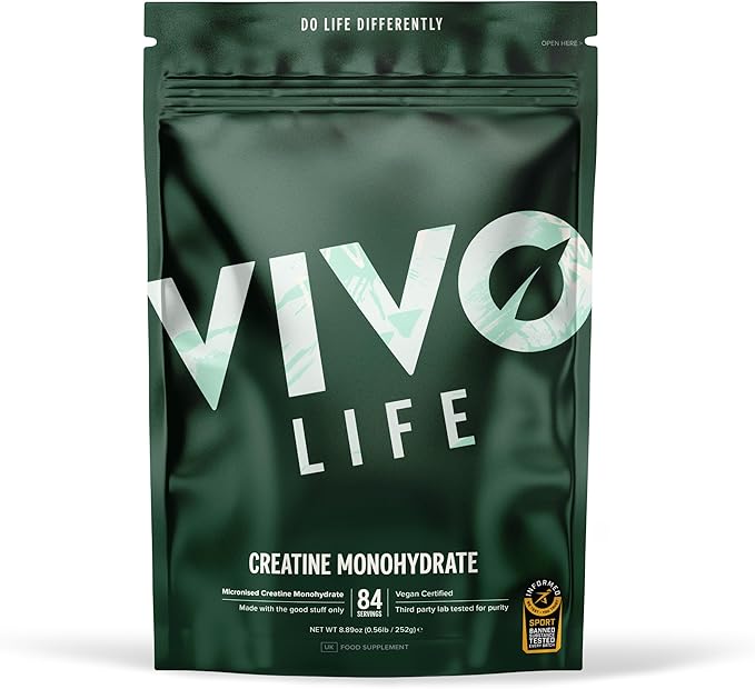 Vivo Life - Creatine Monohydrate Powder Micronised - Vegan Unflavoured (8.8 oz 84 Servings)