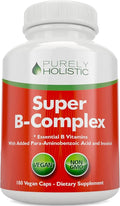 Vitamin B Complex - 8 Super B Complex Vitamins with Choline &amp Inositol Vitamins B1 B2 B3 B5 B6 B8 B9 &amp B12 - B100 Complex - 180 Vegan Capsules - 6 Month Supply - Made in The USA