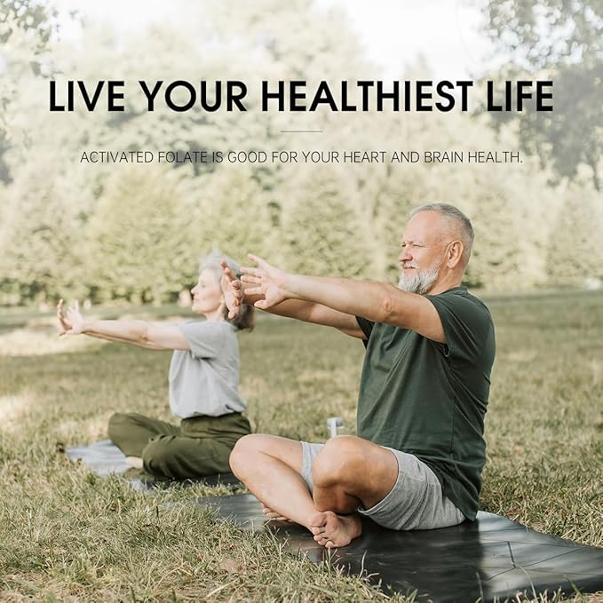 Activated Folate-L 5-MTHF DFE Supplement - Methylfolate B9 MTHF with Vitamin B12 CoQ10 &amp Red Raspberry - Methylated L-Methylfolate for Men and Women - 500 mcg - 90 Veggie Capsules