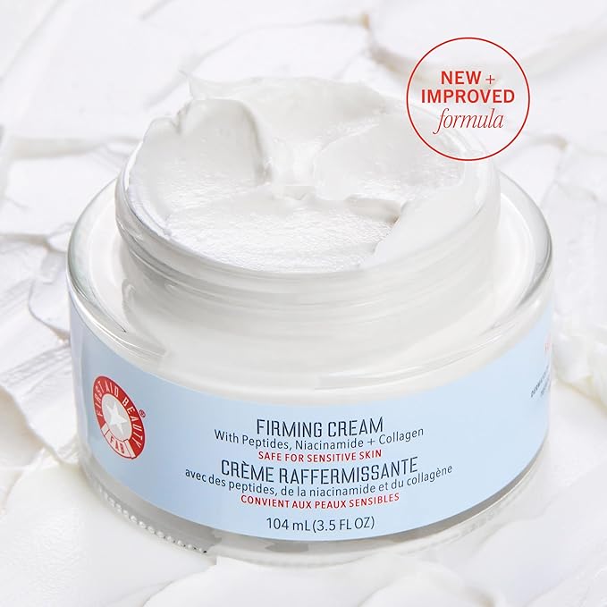 First Aid Beauty Firming Collagen Cream with Collagen Peptides and Niacinamide – Day + Night Anti-Aging Face Moisturizer – 1.7 fl oz