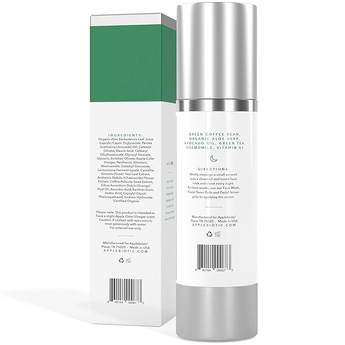 Apple Cider Vinegar Restorative Night Cream - Overnight Firming Smoothing Cream with African Green Coffee Green Tea Chamomile &amp Probiotic Extracts for Dry Oily Sensitive Skin Men &amp Women