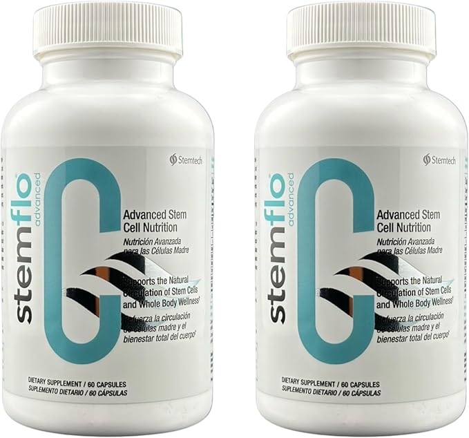StemFlo® Advanced Formula Trans-Resveratrol Curcumin and Super Antioxidants for Health Longevity and Vitality 60 Capsules (2 Pack)