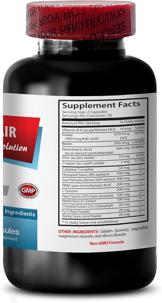 Biotin zinc - Anti Gray Hair - Hair Solutions for Men (3 Bottles - 180 Capsules)
