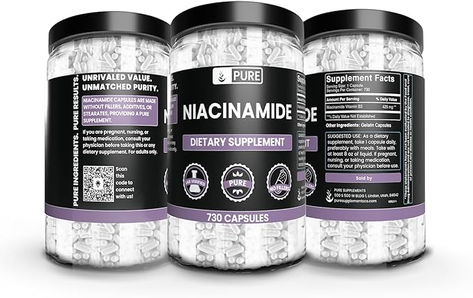 PURE ORIGINAL INGREDIENTS Niacinamide (730 Capsules) No Magnesium Or Rice Fillers Always Pure Lab Verified