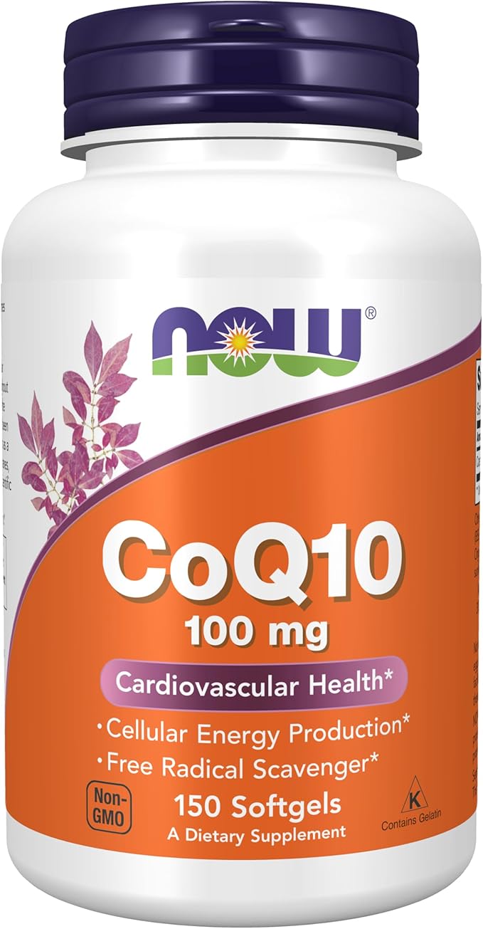 NOW Foods Supplements CoQ10 (Coenzyme Q10) 100 mg Pharmaceutical Grade Cardiovascular Health* 150 Softgels