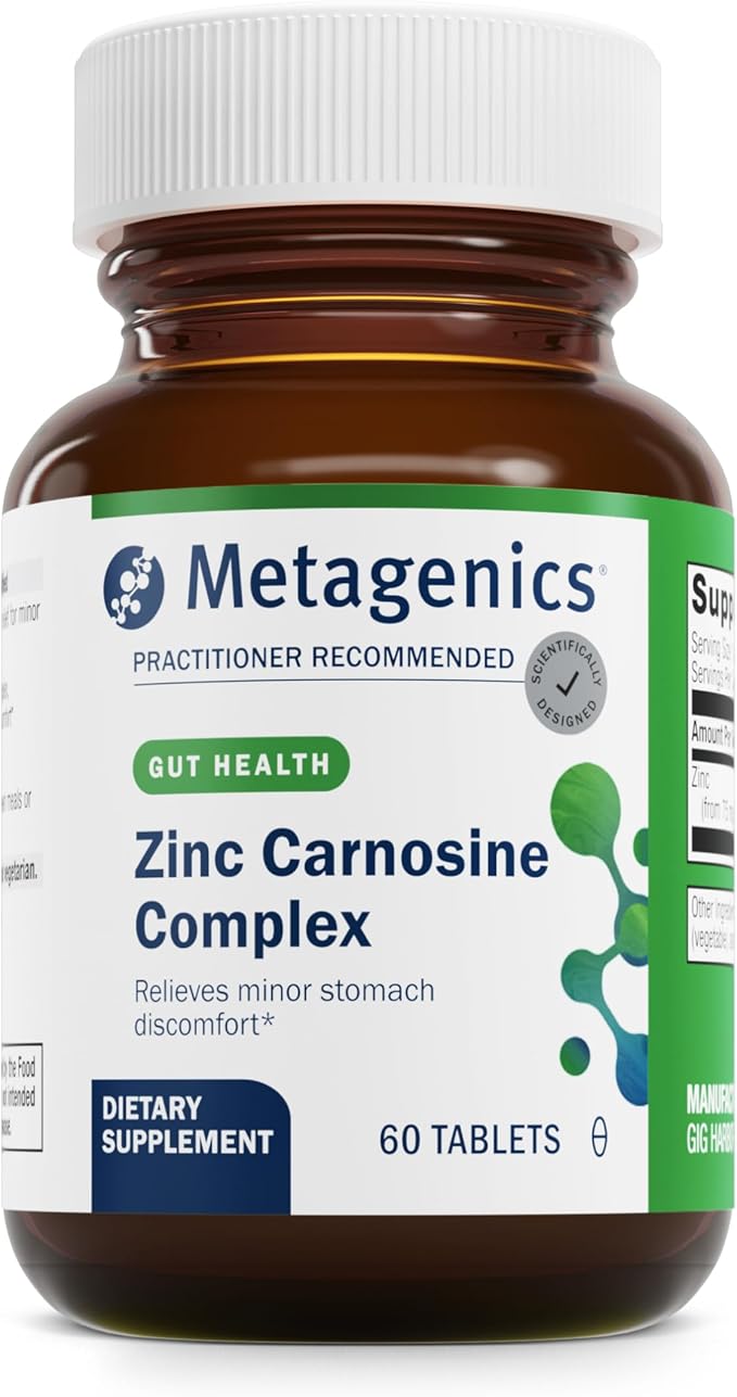 Metagenics Zinlori 75 - High Potency Zinc Carnosine Complex - Supports Stomach Comfort Immune Heart &amp Antioxidant Health* - Non-GMO Gluten-Free Vegan - GMP Certified Facility - 60 Tablets