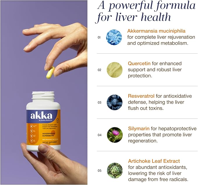 AKKA 2 Pack Premium Liver Cleanse Detox &amp Repair Superbiotic - Supports Liver Health &amp Function Boosts Energy Digestion &amp Metabolism with Bioavailable Pasteurized Akkermansia Non-GMO G