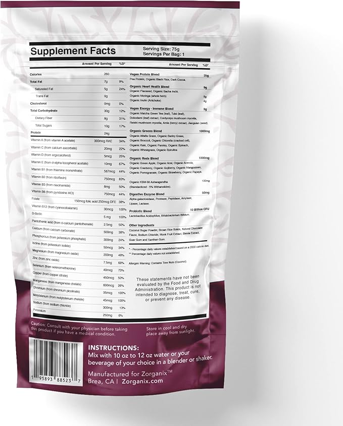 Black Rice Protein Powder Plant Based Organic Protein Powder Meal Replacement Shake 15 Single Serve Packs with 24g of Protein Per Serving Vegan &amp Gluten Free 2.32 Pounds (Chocolate)