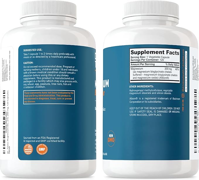 Dr. Tobias Vegan Omega 3 Algae Oil and Magnesium Bisglycinate Essential Wellness Support for Heart Brain Muscle and Bone Health Non-GMO Vegan