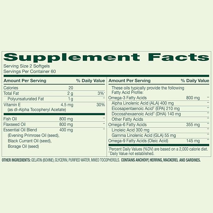 SUREFECT Spring Valley Triple Omega 3-6-9 Softgels with Fish Flax &amp Borage Oil - 120 Count Organizer.