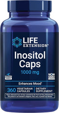 Life Extension Inositol Caps – 1000 mg Myo-Inositol – Mood Health Well-Being Healthy Metabolism Hormone Balance – Gluten-Free Non-GMO Vegetarian – 360 Capsules