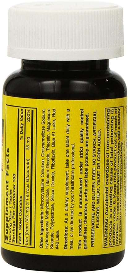 Nature's Blend Ferrous Gluconate 5 gr (324 mg) 100 count - Pack of 3