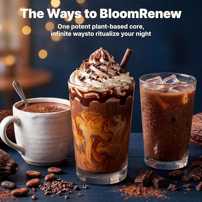 Mushroom Hot Cocoa Natural Sleep Supplement Organic Reishi Melatonin L-Theanine Glycine Cocoa Powder for Deep Sleep &amp Stress Relief Drug Free Keto Friendly Gluten Free 20 Servings