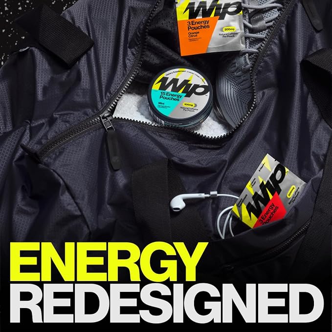 Wip Energy Pouches | 100mg Natural Caffeine | Vitamins and Minerals | Sour Cherry | 15 Pouches Per Can | 3 Cans