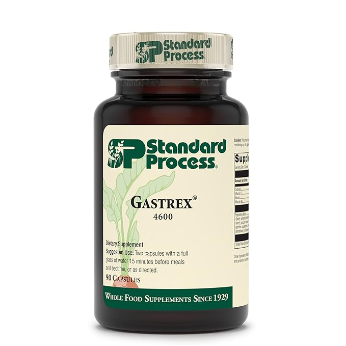 Standard Process - Gastrex - Supports Digestion Stimulates Cleansing of Upper Gastrointestinal (GI) Tract Provides Vitamin C Niacin Vitamin B6 Okra and Tillandsia Usneoides - 90 Capsules