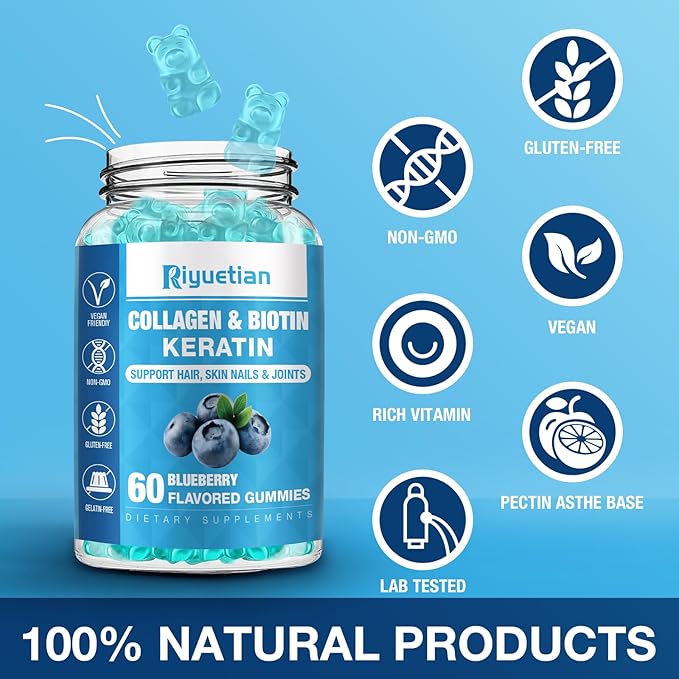 Biotin Gummies 15000mcg with Collagen for Adults Women &amp Men - Hair Skin &amp Nails Gummies with Biotin - Collagen for Woman - Vegan Non-GMO Hair Vitamins - 120 Count 2 Pack