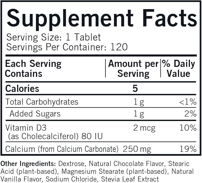 Children's Chewable Calcium with Vitamin D3 Natural Chocolate 120 Tablets Kirkman Labs