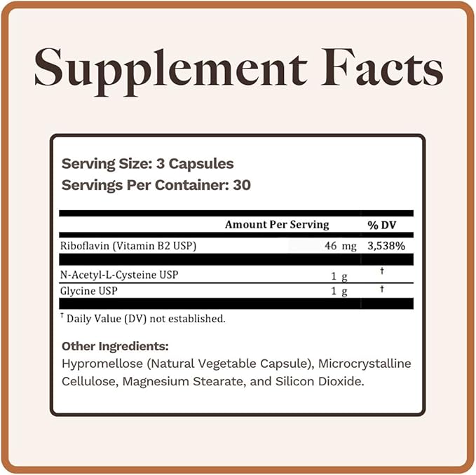 Utzy Naturals GlyNAC+ Supplement | 1000mg of Glycine &amp NAC (N-Acetyl cysteine) | with Vitamin B2 Cofactor for Glutathione Production | 90 Capsules