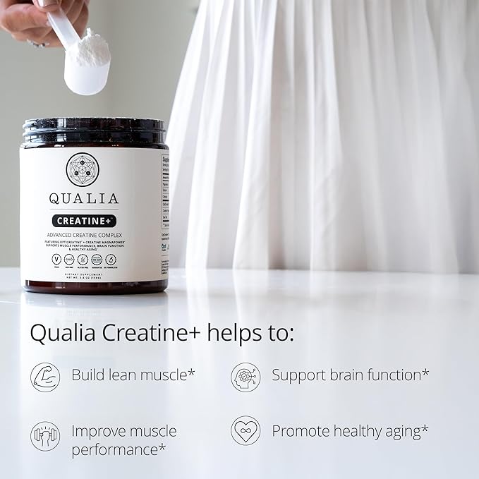 Qualia Creatine | Advanced Creatine Complex | 2 Sources + Magnesium | Optimized Absorption | Muscle Performance Brain Function &amp Healthy Aging (30 Servings)