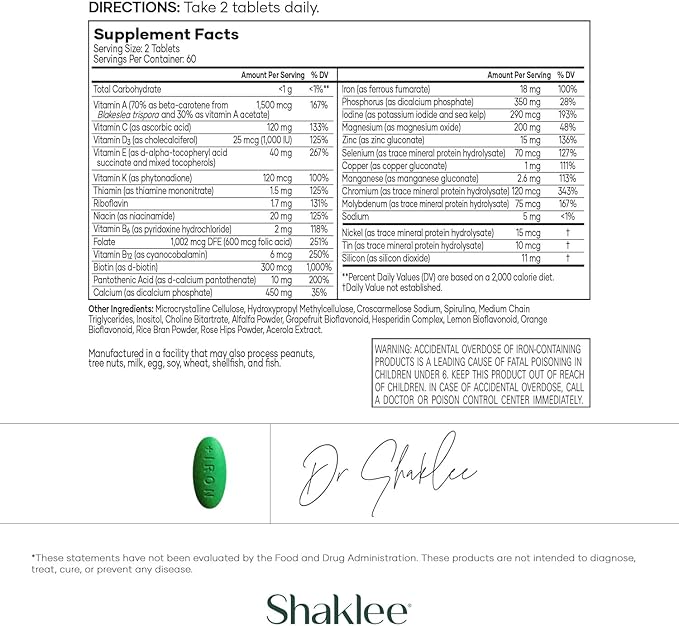 Shaklee - Vita-Lea® Women High-Potency Multivitamin &amp Multimineral for Women - Prenatal/Postnatal Support with 800 mcg Folic Acid 200 mcg Iodine 18 mg Iron - 240 Tablets