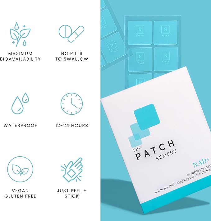 The Patch Remedy NAD+ Patch - NMN Resveratrol CoQ10 NAC Astaxanthin PQQ | 30 Patches