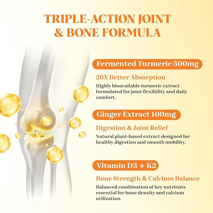 5 Month Supply Turmeric and Ginger Gummies with Black Pepper Fermented Turmeric for Joint Comfort &amp Mobility Sugar-Free with Vitamin D3 + K2 Natural Peach Flavor – 150 Gummies