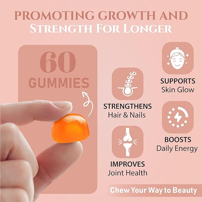 High Potency Multi Collagen Gummies with Types I II III V X Plus Vitamin C E Biotin and Zinc for Skin Elasticity Joint Support Hair Nail Health and Daily Wellness Collagen Supplement