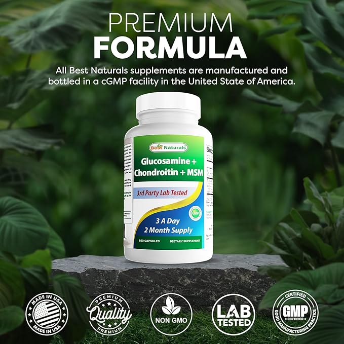 Best Naturals Glucosamine Chondroitin and MSM (Non-GMO) - Promotes Joint Health - 180 Count (Pack of 2)