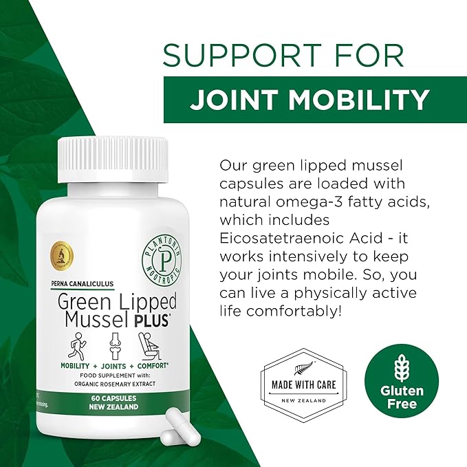 New Zealand - Green Lipped Mussel for Humans - Dried Freeze Perna Canaliculus with Omega 3 - Support Joint Mobility &amp Circulation - Non GMO &amp Gluten – 60 Capsules