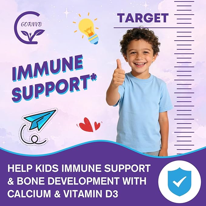 Kids Sleep Gummies Magnesium Bisglycinate 100/200 mg + 200/400 mg Calcium Citrate for Kids 4+ w/L-Theanine B6 Zinc D3K2 &amp GABA Lemon Balm Chamomile Extract for Zzz &amp Relax Bone Muscle