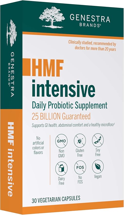 Genestra Brands HMF Intensive | Four Strains of Probiotics to Support Intestinal Health Abdominal Comfort and Healthy Microflora* | 30 Capsules