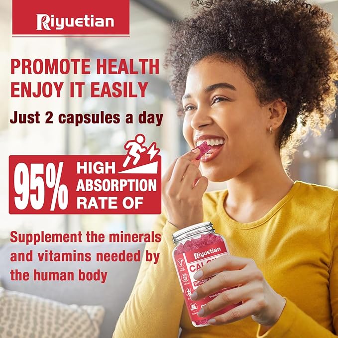 Calcium Gummies + Magnesium &amp Zinc with Vitamin D3 &amp K2 High Absorption Calcium Supplement for Bone Teeth &amp Immune Support Non GMO Vegan 120 Count