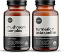 Organic Body &amp Mind Supplement: Astaxanthin with Turmeric Curcumin Antioxidant Powerhouse and Organic Mushroom Nootropic Adaptogen for Calming Focus