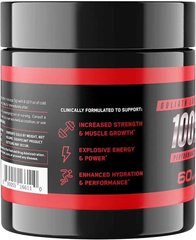 Goliath Labs Pure Creatine Monohydrate Powder - 300g Unflavored Micronized Creatine for Strength Power Muscle Support &amp Endurance - 60 Servings - Fitness Supplement for Men &amp Women
