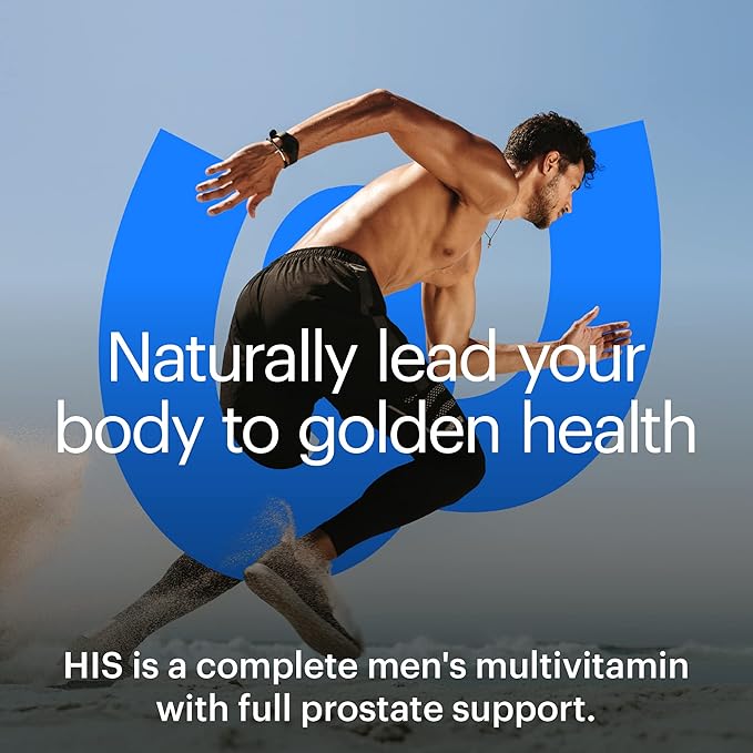 Wellthy His Daily Natural Multivitamin for Men Premium Prostate Support Supplement Support Hair Growth (30 Day)