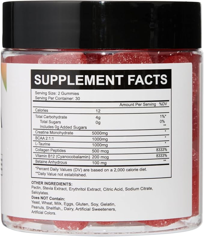 Daily Creatine Complex Gummies – 4.5g Active Blend with Essential Electrolytes – 2 Gummies per Day | 60 Count Jar | Supports Daily Vitality &amp Hydration (Pack of 2 Sour Watermelon Flavor)