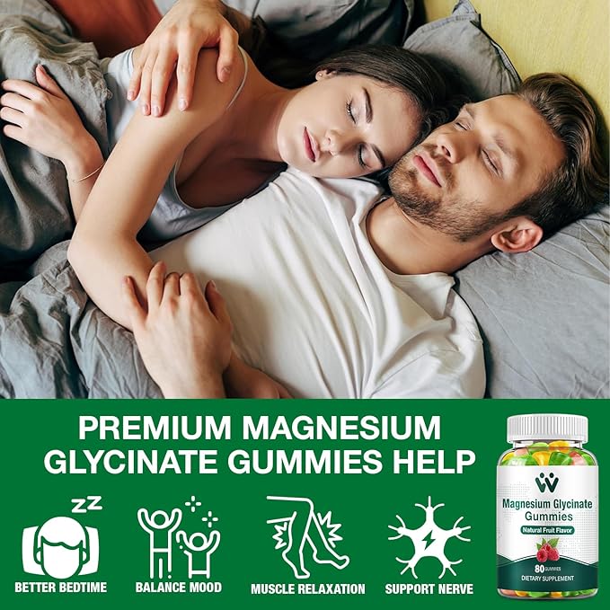 Magnesium Glycinate Gummies 400mg - Magnesium Supplement for SleepStress &amp Muscle Relief Calm Magnesium Chews for Adults and Kids with Vitamin D B6 Fruit Flavor Vegan 5 Packs