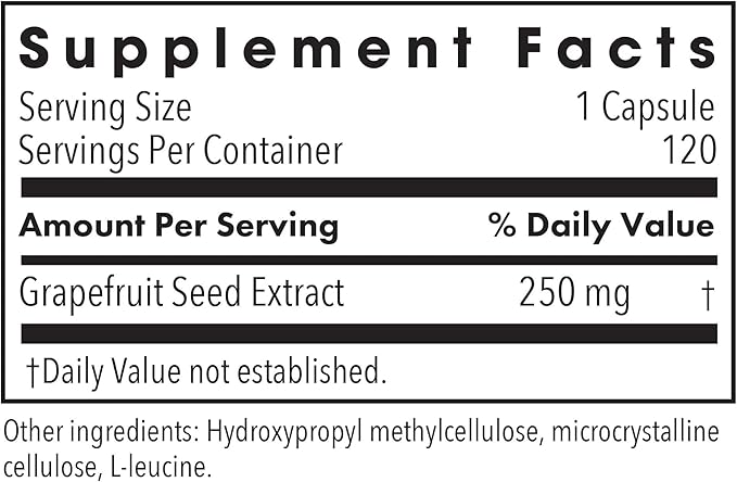 Nutricology Citrus Seed Extract Supplement - Grapefruit Seed Extract 500mg Supports Metabolic Function Contaminant Free Vegetarian Capsules - 120 Count