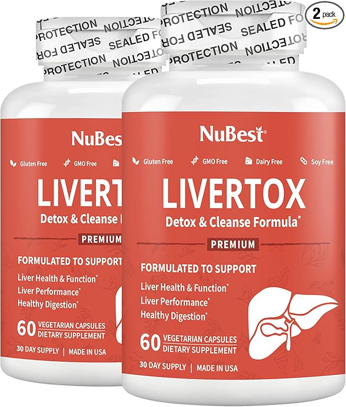 LiverTox - Advanced Liver Detox &amp Cleanse Formula - Herbal Liver Support with Milk Thistle Turmeric Artichoke Dandelion Beet &amp Zinc Helps Liver Function &amp Digestion | Pack 2